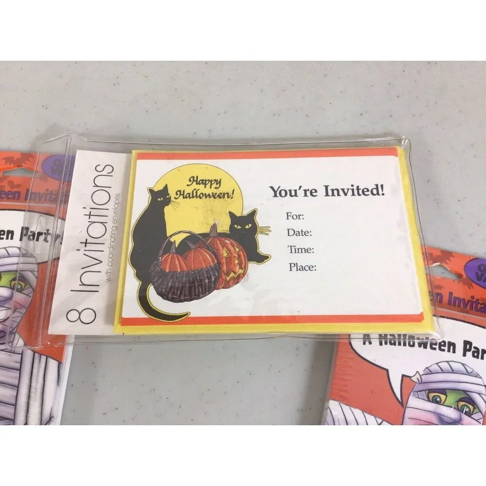 Vintage Halloween Party Invitations Envelopes 3 Packages New